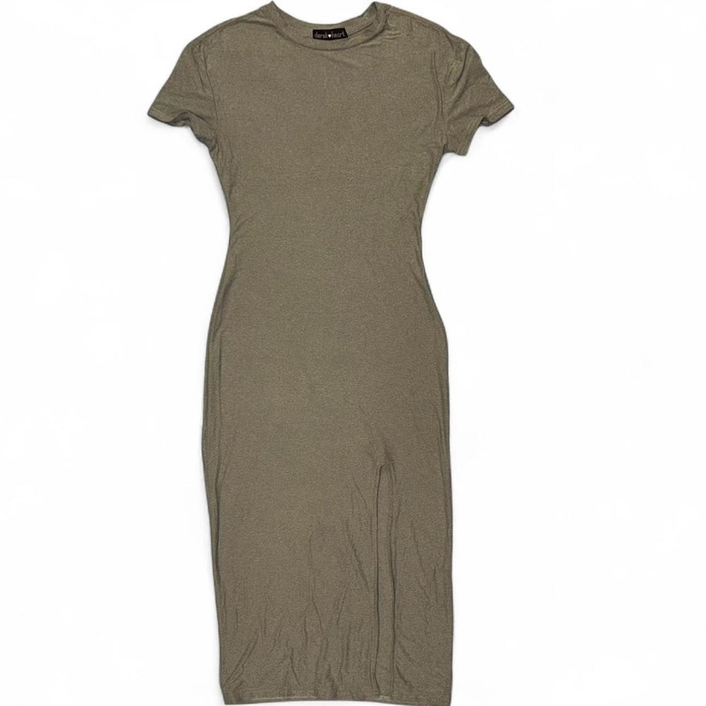 Derek Heart Gray Bodycon Midi Dress Crew Neck